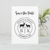 Save The Date Deer Monogram Mariage campagnard rustique Nom du c (Debout devant)