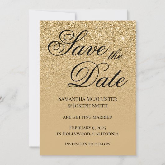 Save The Date Dégradé de paillettes en or antique (Devant)