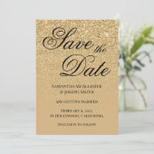 Save The Date Dégradé de paillettes en or antique (Debout devant)