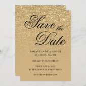 Save The Date Dégradé de paillettes en or antique (Devant / Derrière)