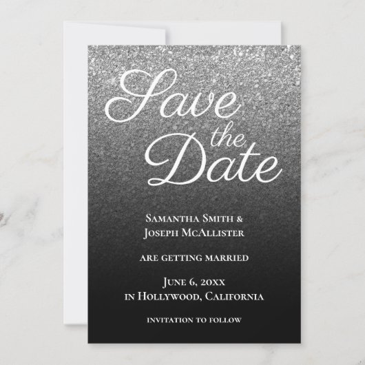 Save The Date Dégradé Moderne Gris Noir (Devant)