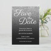 Save The Date Dégradé Moderne Gris Noir (Debout devant)