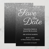 Save The Date Dégradé Moderne Gris Noir (Devant / Derrière)