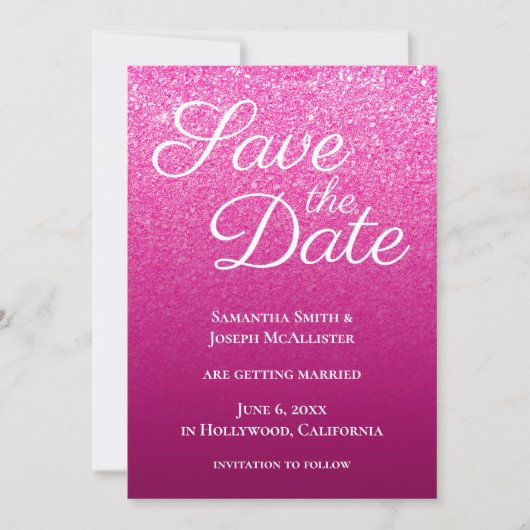 Save The Date Dégradé Moderne Vin Rose Chaud (Devant)
