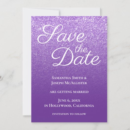 Save The Date Dégradé Moderne Violet Royal (Devant)