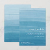 Save The Date Dégradé ombré dip dye bleu océan  (Devant / Derrière)