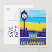 Save the date | Delaware 2 Uitnodiging Briefkaart (Voorkant / Achterkant)