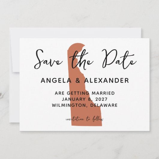 Save The Date Delaware Mariage Terracotta (Devant)