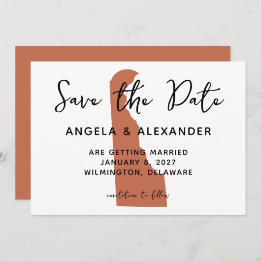 Save The Date Delaware Mariage Terracotta (Devant / Derrière)