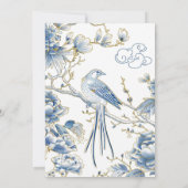 Save The Date Delft Blue White Chinoiserie Porcelain Bird (Dos)