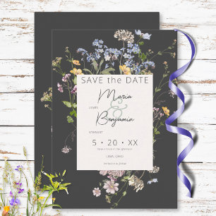 Save The Date Délicat Boho Fleur sauvage Mariage de charbon