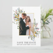 Save The Date Délicat Fleur sauvage aquarelle photo (Debout devant)