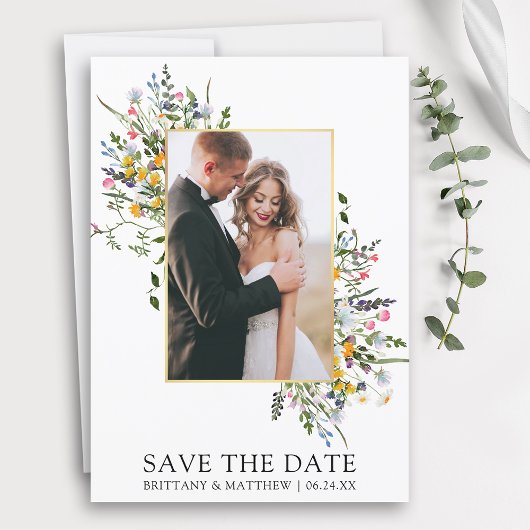 Save The Date Délicat Fleur sauvage aquarelle photo