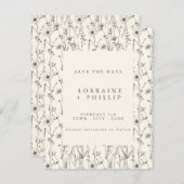 Save The Date Délicat fleurs sauvages sans couture motif mariage (Devant / Derrière)