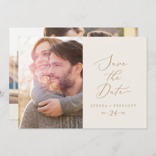 Save The Date Délicat Gold et Cream Photo Enregistrer la date