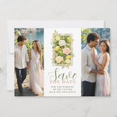 Save The Date Delicate Botanical Lemon Floral 2-Photo Wedding (Devant)