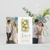 Save The Date Delicate Botanical Lemon Floral 2-Photo Wedding (Debout devant)