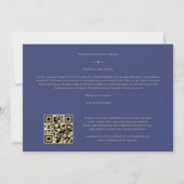 Save The Date Delicate Floral Navy Blue & Gold 4 Photos Collage (Dos)