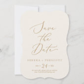 Save The Date Delicate Gold and Cream Wedding Enregistrer la dat (Devant)