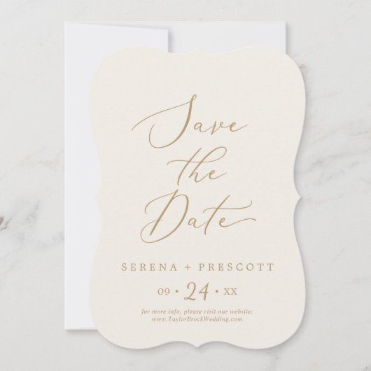 Save The Date Delicate Gold and Cream Wedding Enregistrer la dat (Devant)