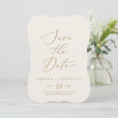 Save The Date Delicate Gold and Cream Wedding Enregistrer la dat (Debout devant)