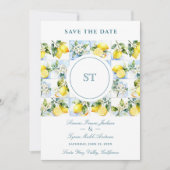 Save The Date Delicate Lemon Branch and Flowers Tiles Wedding (Devant)