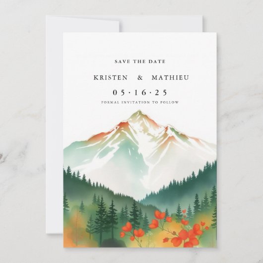 Save The Date Delicate Montagne modifiable (Devant)