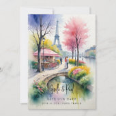 Save The Date Delicate Pink Romantic Paris Landscape Wedding (Devant)
