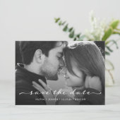 Save the date | Delicate Script Photo et QR Code (Debout devant)