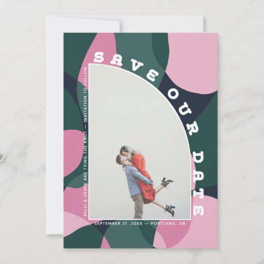 Save The Date Demi Arc Photo Art Abstrait Enregistrer La Date (Devant)