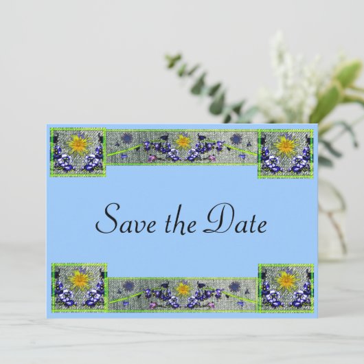 Save The Date Denim aux fleurs de printemps (Debout devant)