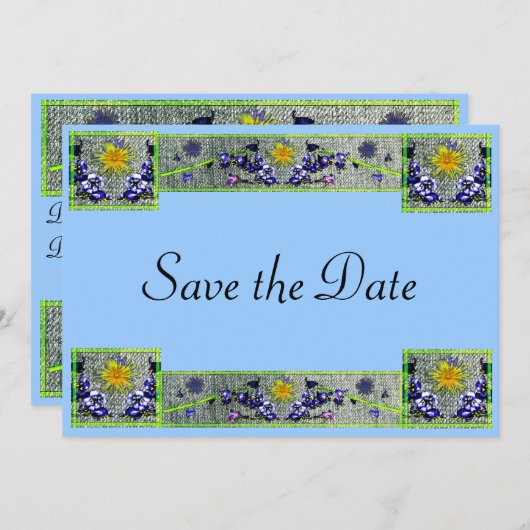 Save The Date Denim aux fleurs de printemps (Devant / Derrière)
