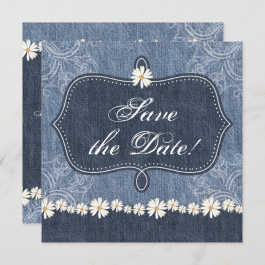 Save The Date Denim n Daisies Enregistrer la date Annonce Wester (Devant / Derrière)