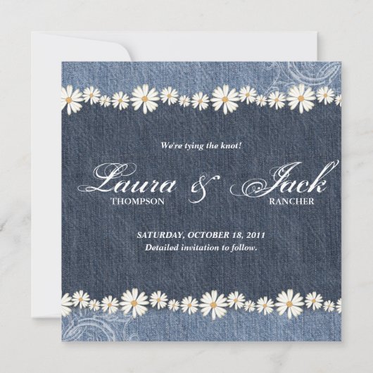 Save The Date Denim n Daisies Enregistrer la date Annonce Wester (Dos)