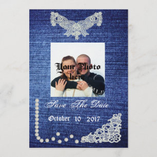 Save The Date Denim, perles et économies de dentelle la date