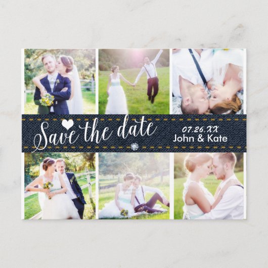 SAVE THE DATE Denim Wedding 6 FOTO Briefkaart (Voorkant)