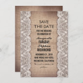 Save The Date dentelle antique et burlap rustique enregistrer le (Devant / Derrière)