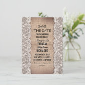 Save The Date dentelle antique et burlap rustique enregistrer le (Debout devant)