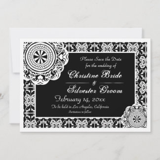 Save The Date Dentelle blanche arabesque, 5x7 enregistrer la dat