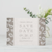 Save The Date Dentelle burlap mariage campagnard rustique enregi (Debout devant)