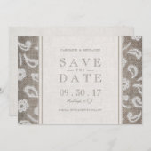 Save The Date Dentelle burlap mariage campagnard rustique enregi (Devant / Derrière)