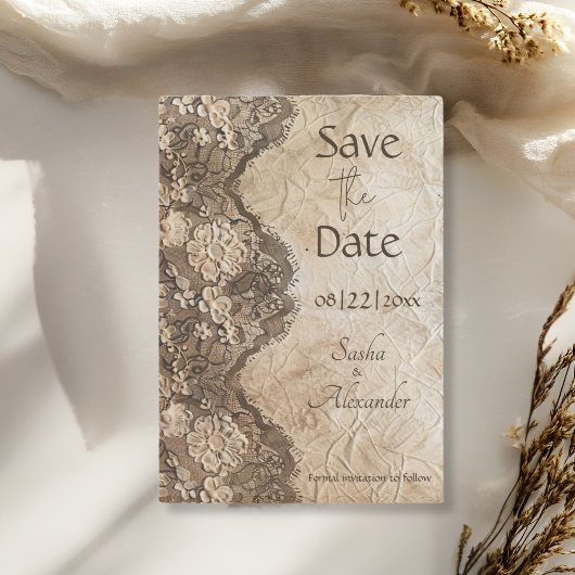 Save The Date Dentelle de campagne Vintage romantique