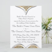 Save The Date Dentelle de Champagne (Faire-part de mariage métal (Debout devant)