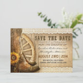 Save The Date dentelle de tournesol de style champêtre enregistr (Debout devant)