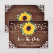 Save The Date Dentelle de tournesol rustique Babys Mariage (Devant / Derrière)