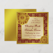 Save The Date Dentelle d'or Arabesque, 5.25x5.25 enregistrer la  (Devant / Derrière)