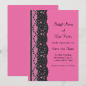Save The Date Dentelle Enregistrer la date (fuchsia) (Devant / Derrière)