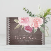 Save The Date Dentelle florale rustique aquarelle enregistrer la (Debout devant)
