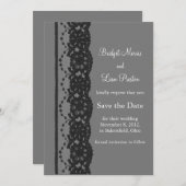 Save The Date Dentelle française Enregistrer la date (gris) (Devant / Derrière)