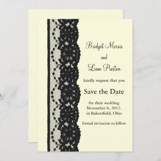Save The Date Dentelle française Enregistrer la date (ivoire) (Devant / Derrière)